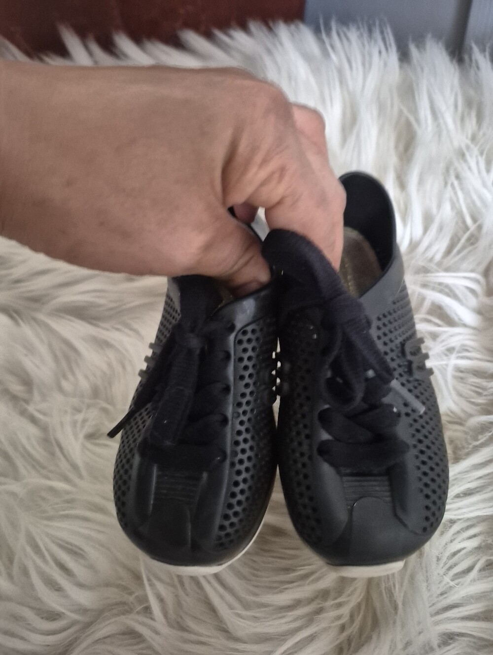 Mini Melissa Kids Black Perforated Lace-Up Sneakers